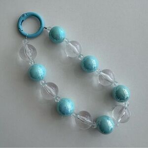 Elegant Chunky Turquoise and Clear Beaded Bag Charm